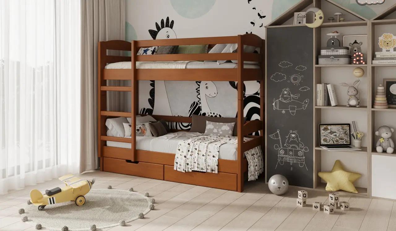 Кровать двухъярусная STEMMA Джуниор с ящиками натуральное дерево сосна 90x200 см Яблоня (52595)