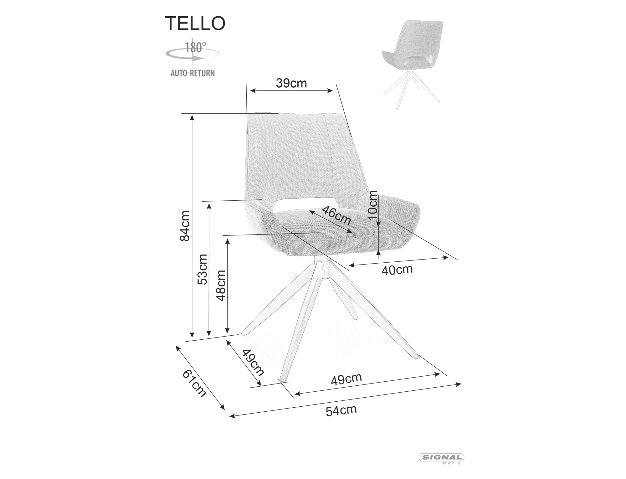 Стілець кухонний Signal TELLO BJORN Чорний/Темно-сірий (15348269) - фото 4