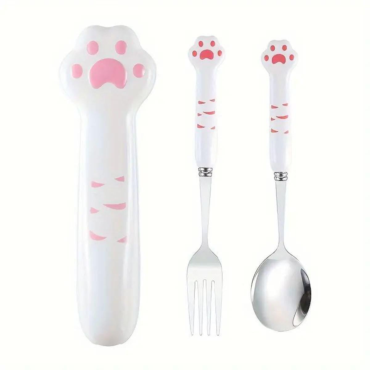 Ложки та вилки з футляром Котяча лапка з нержавіючої сталі