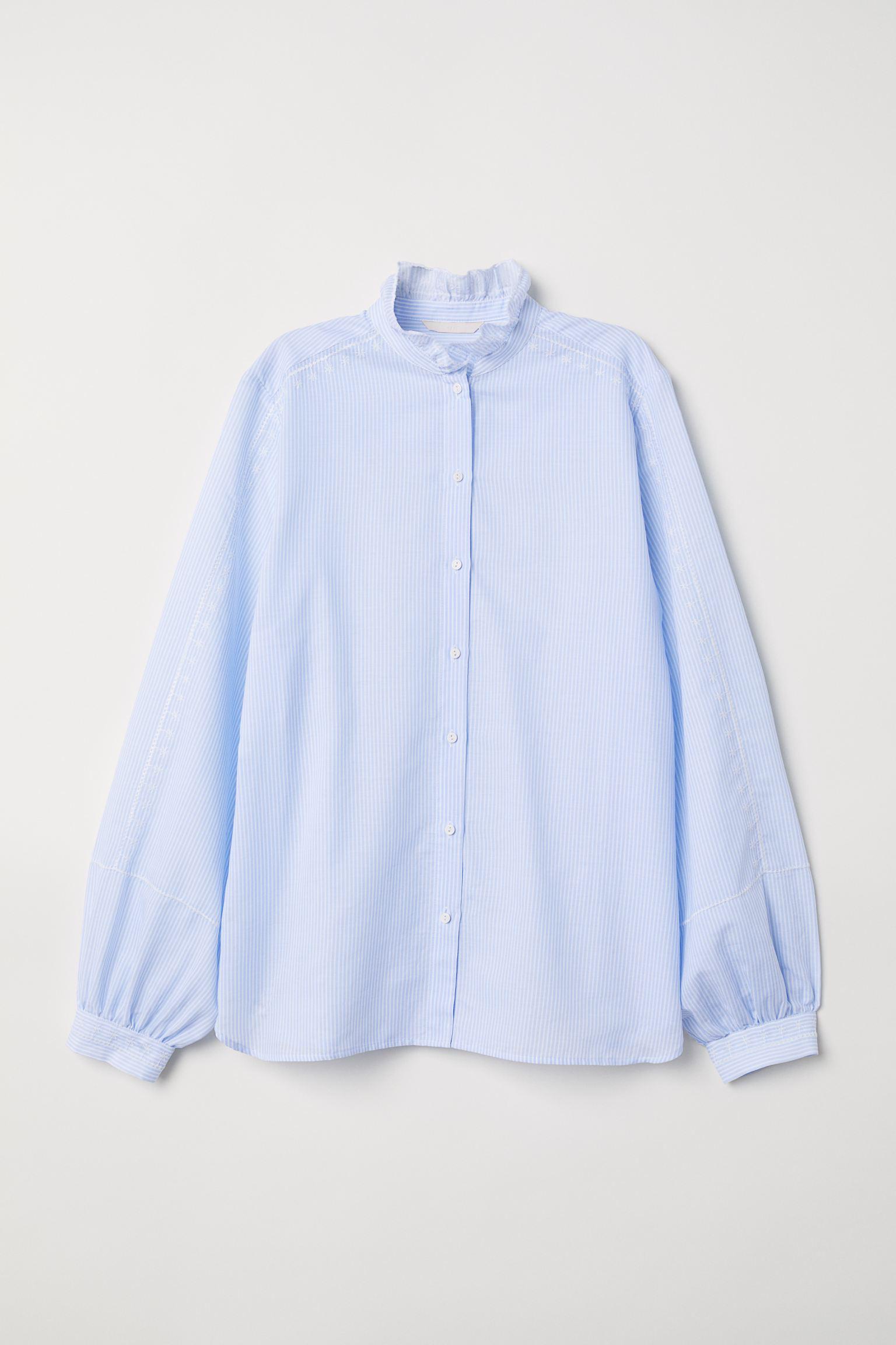 Блуза H&M Полоска р. 38 Бело-голубой (6392077)