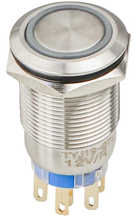 Кнопка плоская АСКО-Укрем TYJ 19-272 2NO+2NC c подсветкой LED металлическая 12V 19 мм Красный (A0140010255)