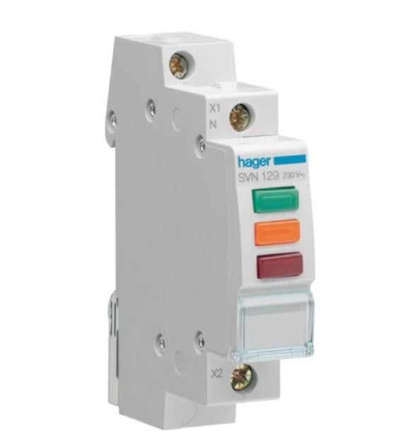 Индикатор тройной Hager SVN129 LED 230 В 1 м Красный/Зеленый/Оранжевый