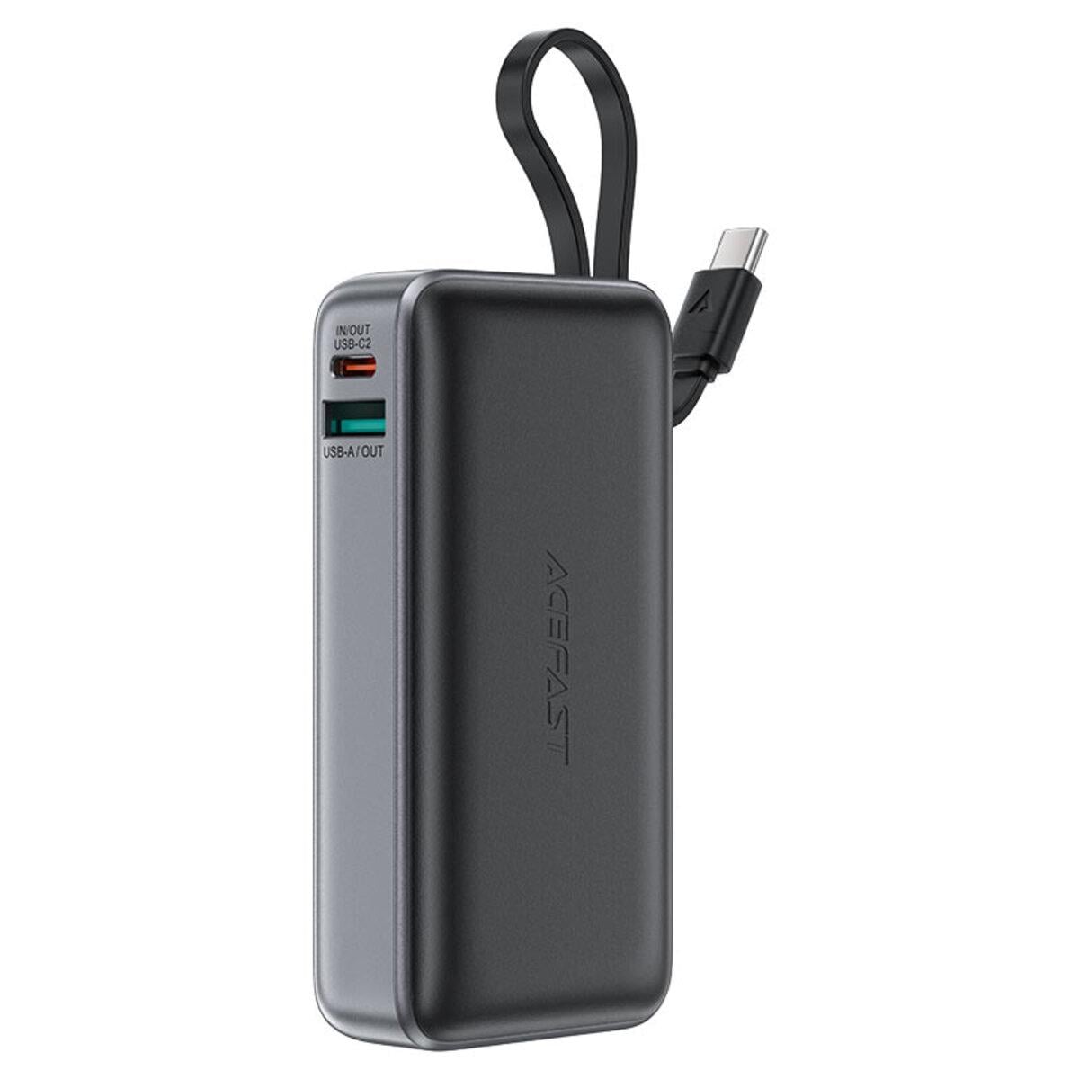 Повербанк Acefast M7 10000 mAh 30W с встроенным кабелем USB-C Black (25173492)