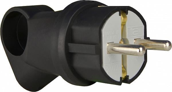 Вилка каучукова АСКО-УКРЕМ кутова з кільцем 2P/PE 16А (A0250010016)