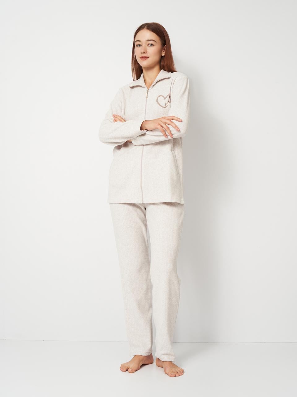 Костюм домашній жіночий Cotpark кофта/брюки 4XL Молочний (30338-02-4XL)