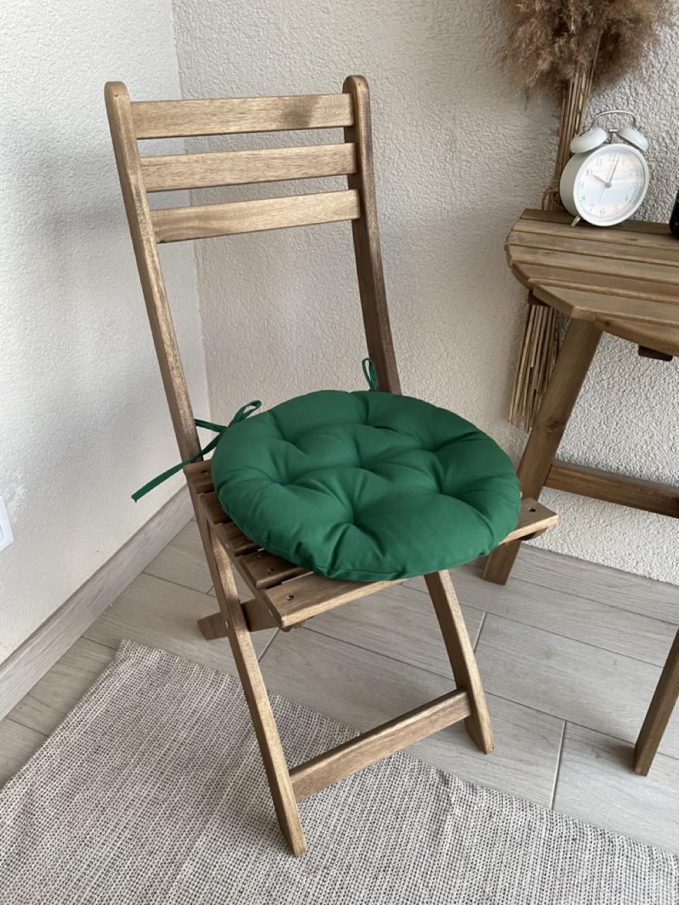 Подушка на стул с завязками круглая Color 40х40х5 см Зеленый - фото 5