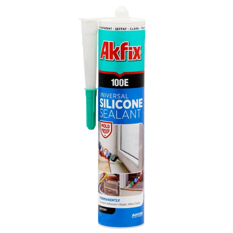 Герметик силиконовый Akfix 100Е универсальный прозрачный 280 мл (28716197) Герметик силиконовый Akfix 100Е универсальный прозрачный 280 мл (28716197)