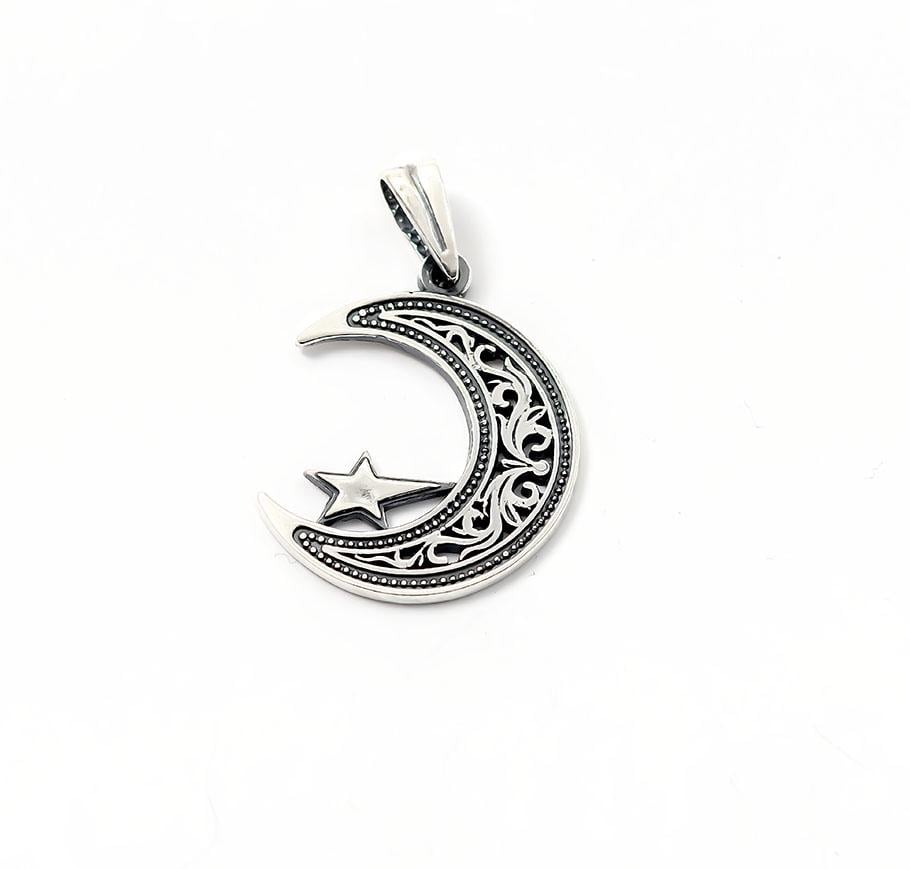 Кулон Maxi Silver 9204 Полумесяц со звездой (89204)