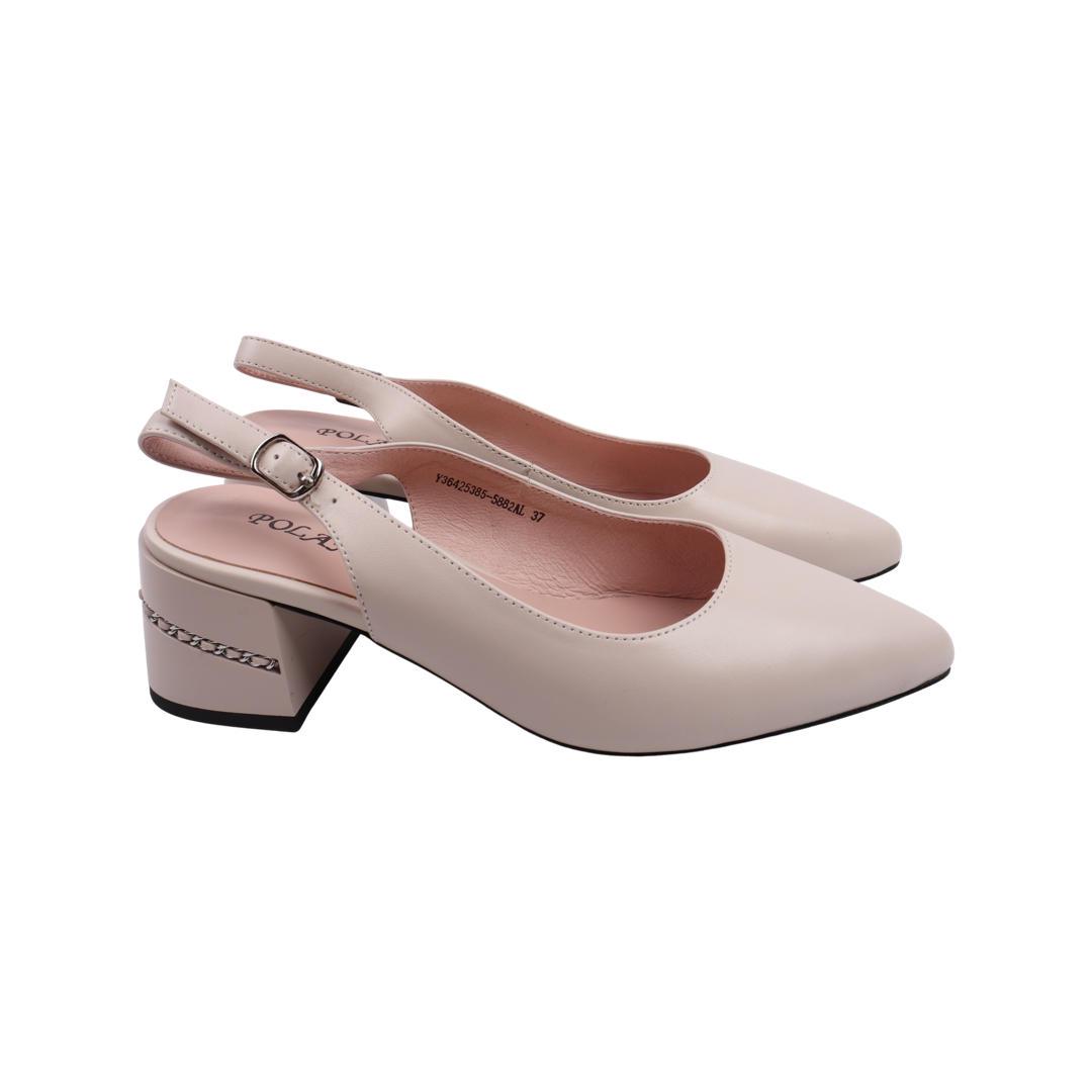Туфли женские Polann из кожи р. 37 Бежевый (206-22LT)