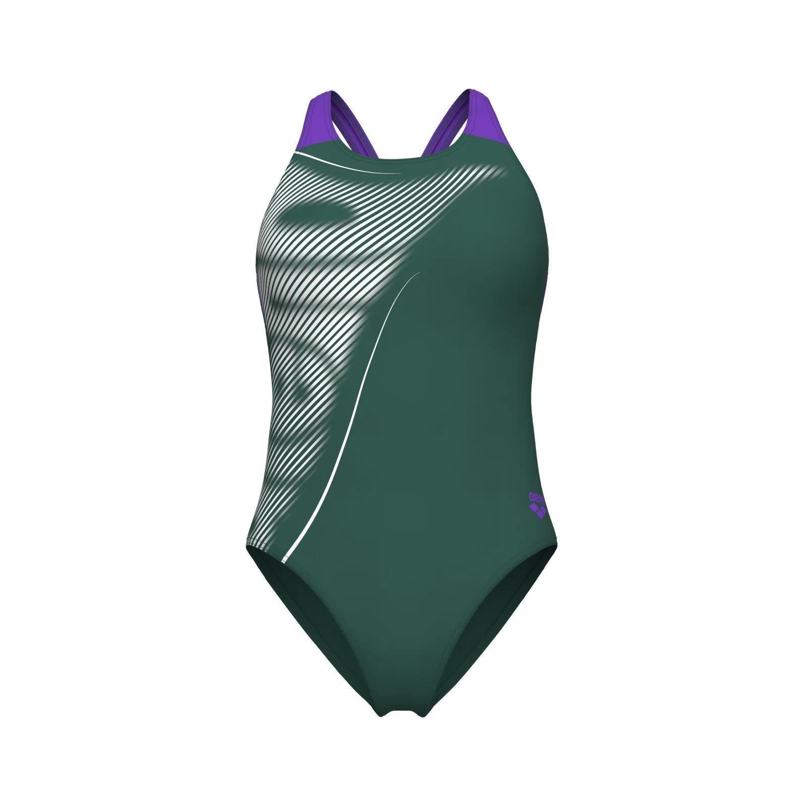 Купальник закрытый для женщин Arena BRIGHT GLARE SWIMSUIT V BACK р. 38 Зеленый (008930-690 38)