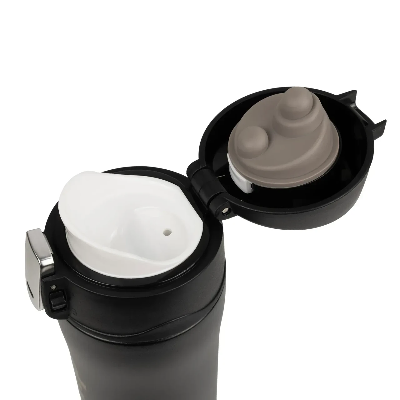 Термос TRAMP герметичная крышка с кнопкой-фиксатором 0,45 л (UTRC-107-mat-black) - фото 3