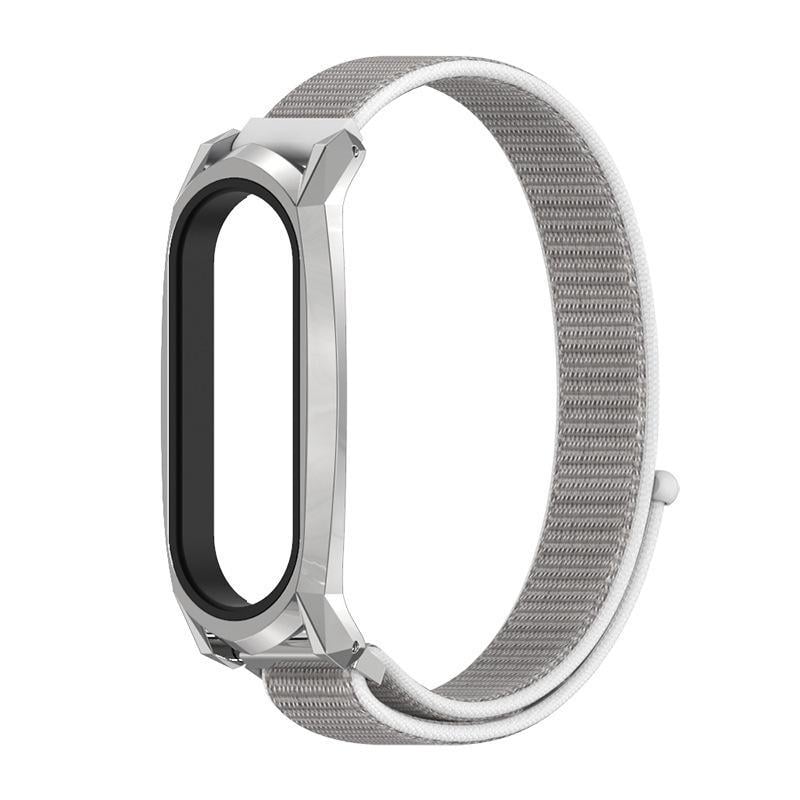 Ремінець для смарт-браслетів MiJobs Nylon Loop GT для Xiaomi Mi Band 4/3 Срібний-Білий/Сірий (1382P)