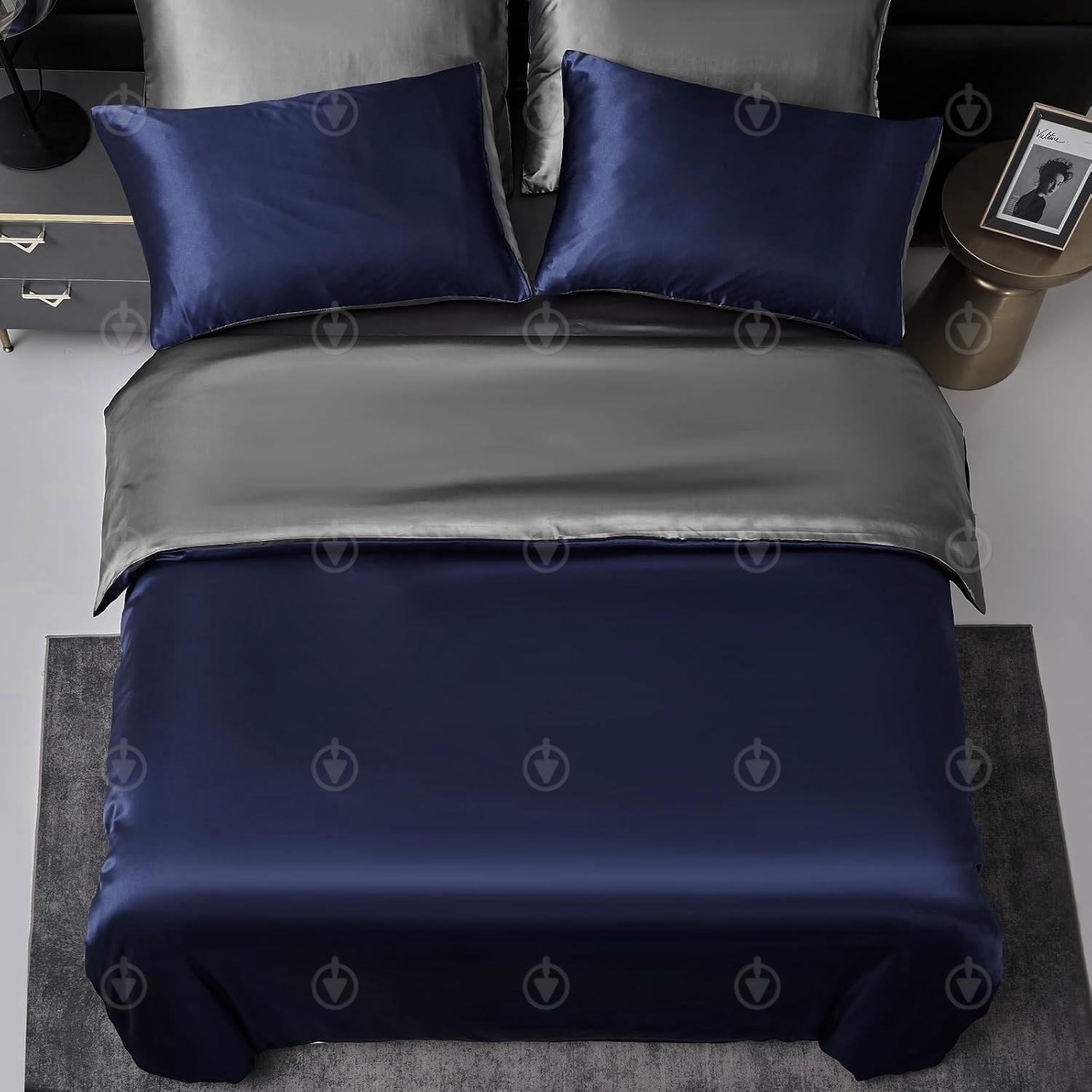 Комплект постільної білизни Moka Textile євро 4наволочки 50х70 см/70х70 см Синьо-срібний (2392405827) - фото 4 Комплект постільної білизни Moka Textile євро 4наволочки 50х70 см/70х70 см Синьо-срібний (2392405827) - фото 4