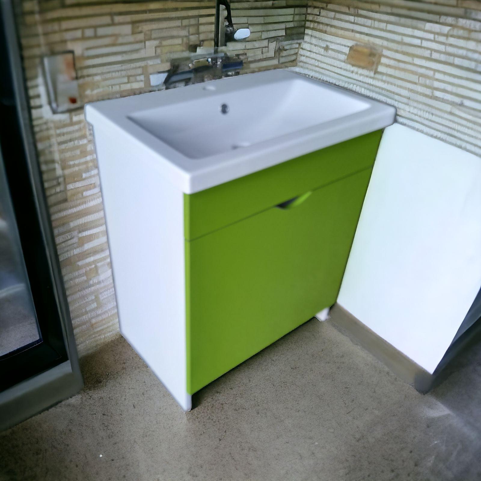 ᐉ Тумба пластик Como HPL 1111 gloss 2.0 с корзиной под умывальник 80 см ...