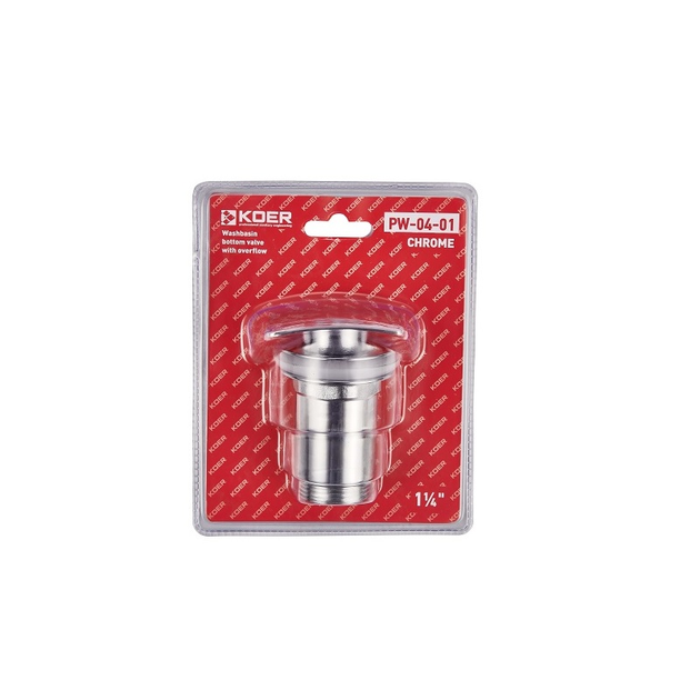 Клапан-кнопка донний для умивальника KOER PW-04-01 з переливом 1-1/4'' Хром (KR3398) Клапан-кнопка донний для умивальника KOER PW-04-01 з переливом 1-1/4'' Хром (KR3398)
