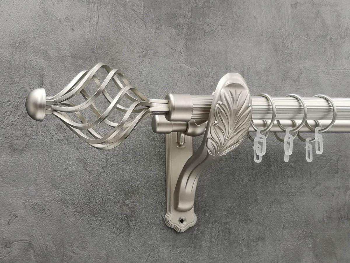 Карниз Quadrum Арезо рифленая штанга двойной ретро 25/19 мм 300 см Сатин (272282216)