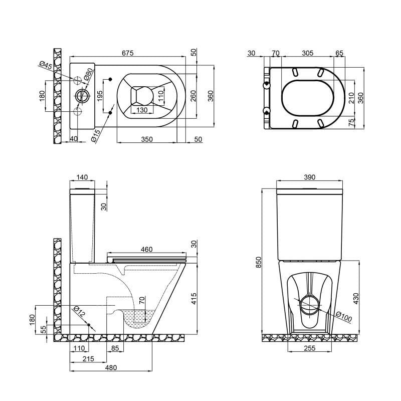 Унитаз напольный Qtap Robin Rimless с сиденьем Slim Duroplast/Soft-close/Quick relase 665x380x845 мм Black matt (10948199) - фото 2