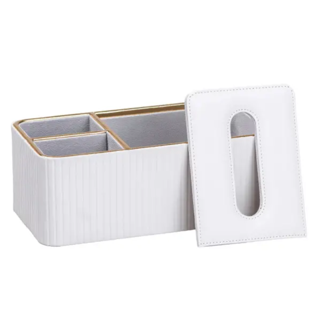 Серветниця-органайзер з екошкіри для дому та кафе 3 відділення Бежевий - фото 2