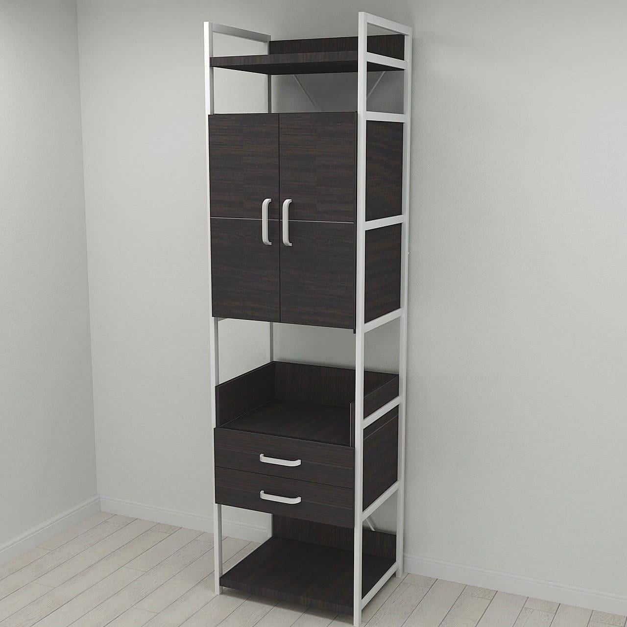 Шафа Ferrum-decor Гардероб Уні секція 5 серії Конект метал/ДСП 32 мм 220x60x50 см Білий/Венге Магія (FRD-104520)