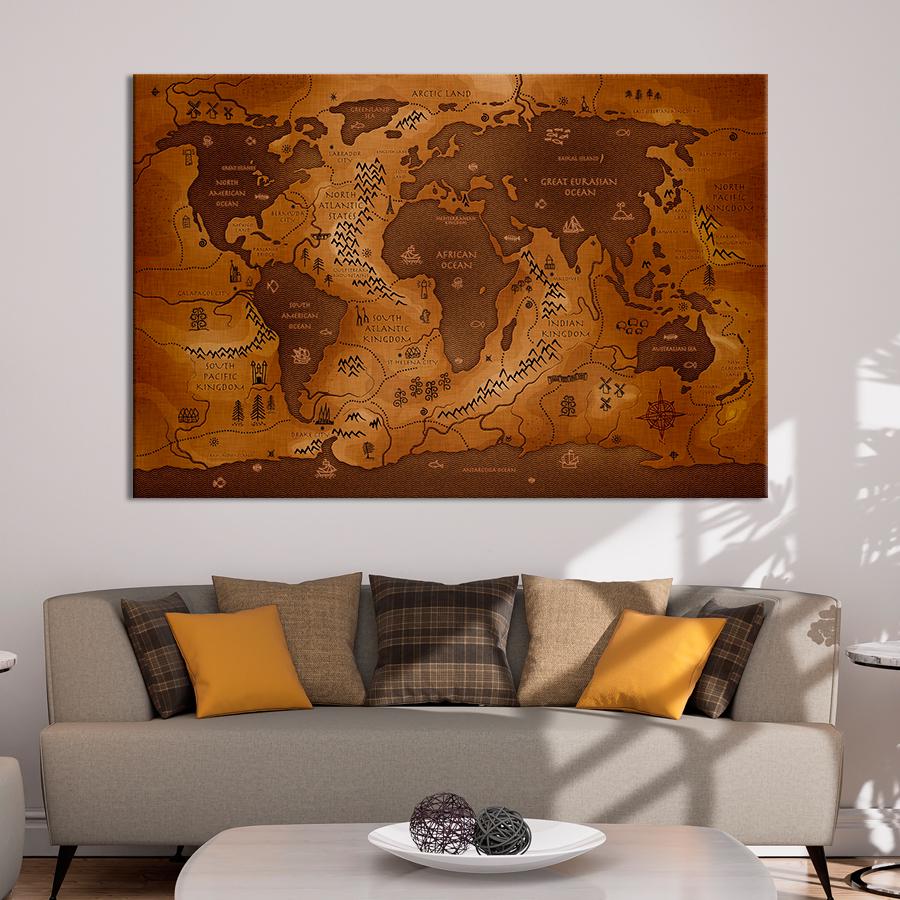 Картина карта Старая кожаная карта мира 80x54 см (A1368-1) Картина карта Старая кожаная карта мира 80x54 см (A1368-1)