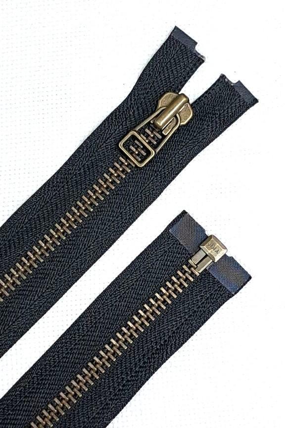 Молния YKK металлическая тип 8 80 см 1 бегунок разъемная Черный/Антик (2675772788)