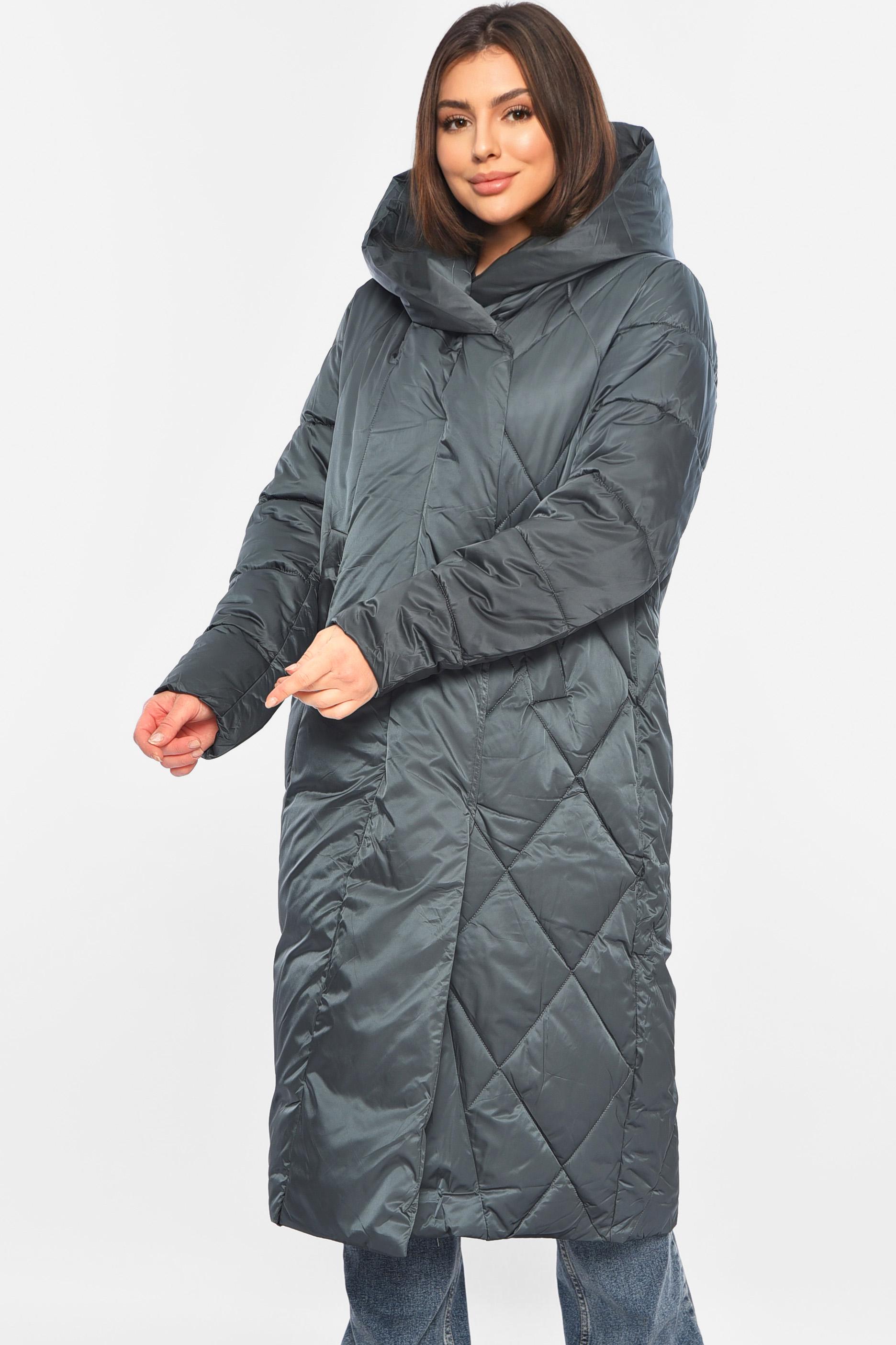 Куртка женская полубатальная удлиненная зима M Темно-зеленый (196301)