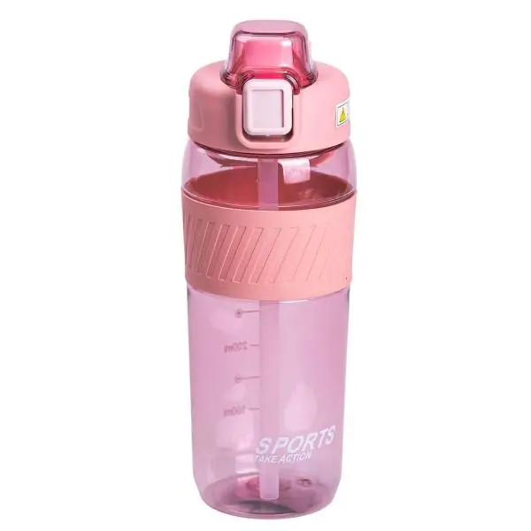 Бутылка Light House Sports LG-30178 PK с мундштуком и ручкой 600 мл Розовый