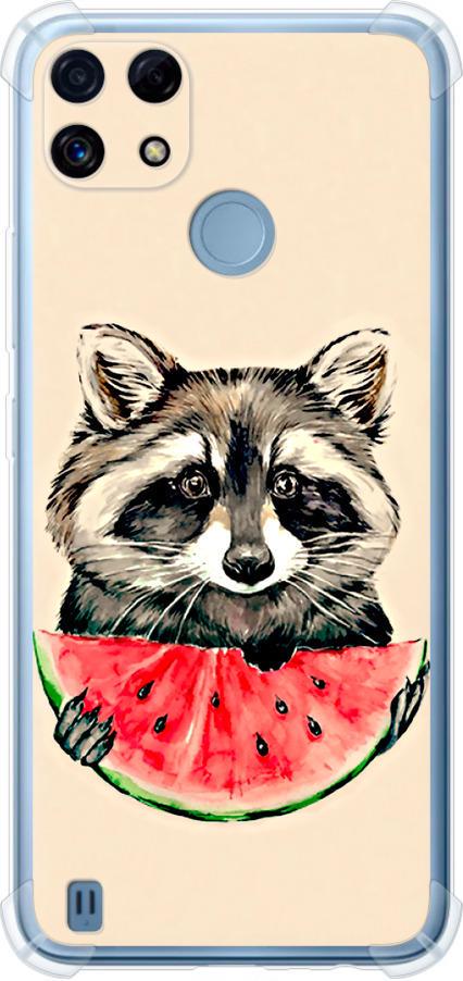 Чехол на Realme C21 Енотик с арбузом (4605sp-2321-42517)
