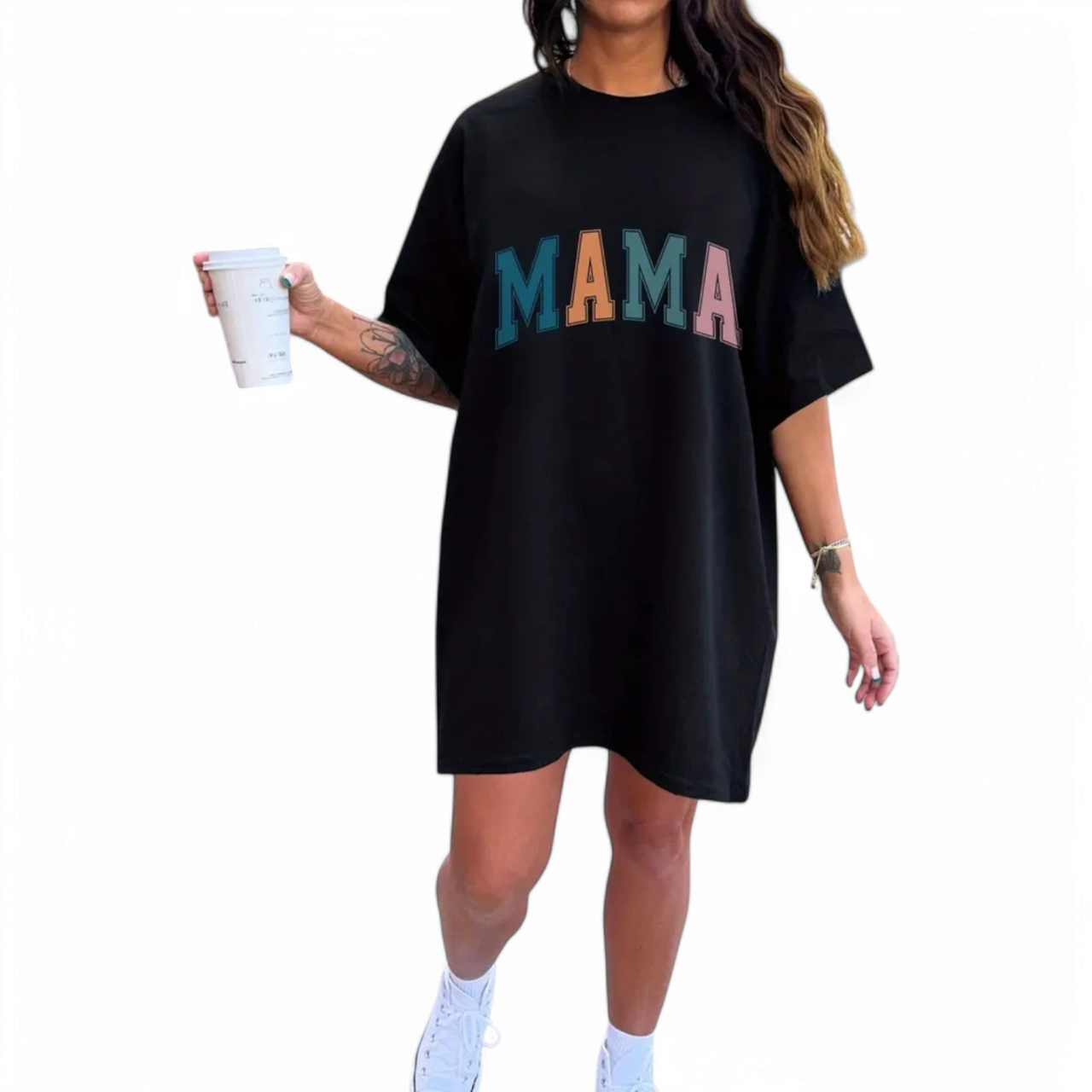 Футболка-платье свободного кроя "МАМА" 2XL Черный (2504175831) Футболка-платье свободного кроя "МАМА" 2XL Черный (2504175831)