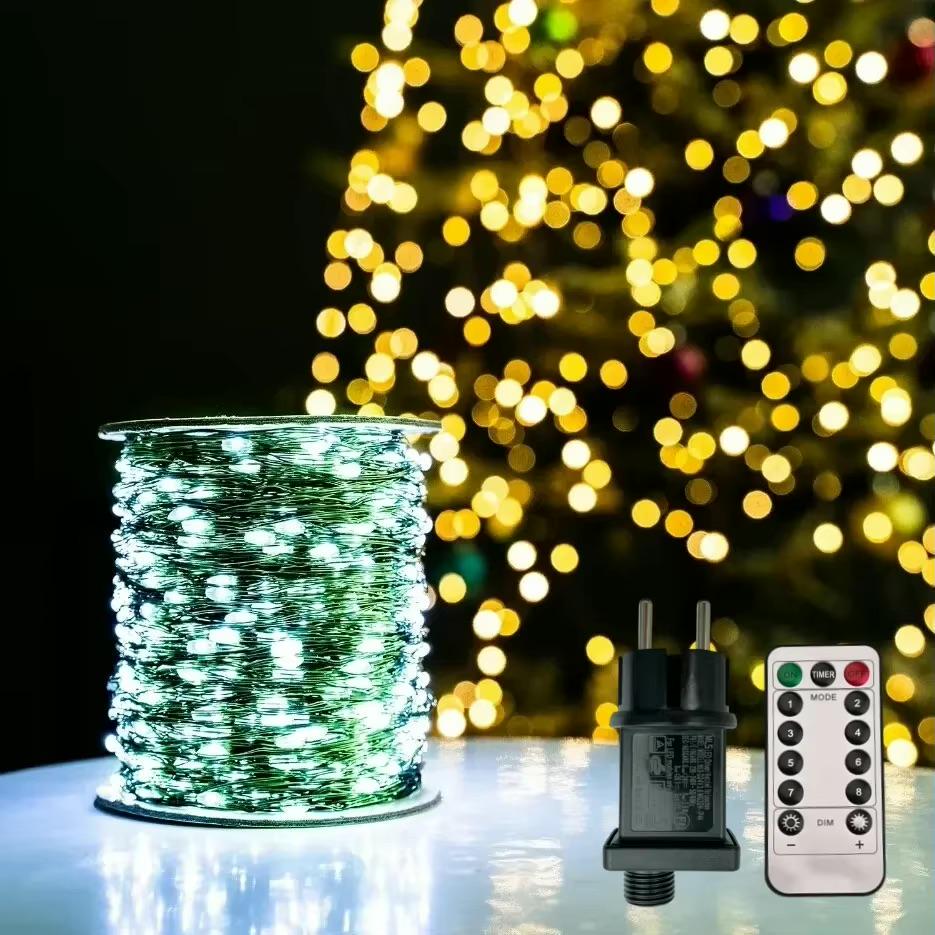 Гирлянды светодиодные 200 м 2000 Led холодный белый для дома Зеленый (28444495)