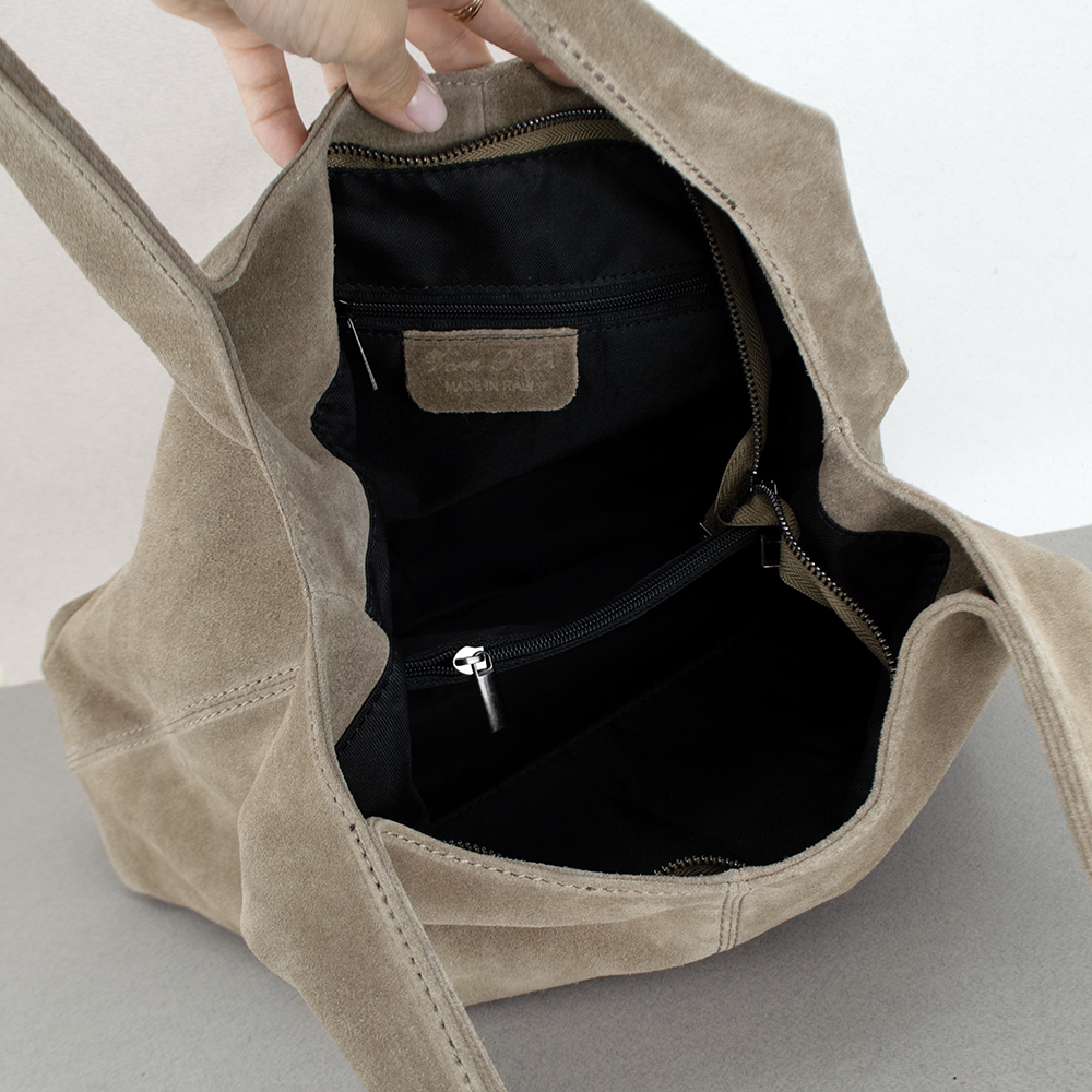 Сумка-шопер жіноча замшева Virginia Conti 03790 Темний Тауп (2385183885) - фото 4 Сумка-шопер жіноча замшева Virginia Conti 03790 Темний Тауп (2385183885) - фото 4