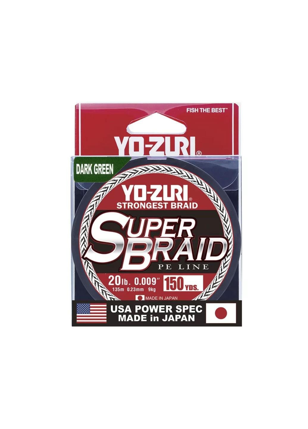 Шнур Yo-Zuri SuperBraid Line 135 м 10 LB 0,15 мм #1,5 Зеленый (2483003)