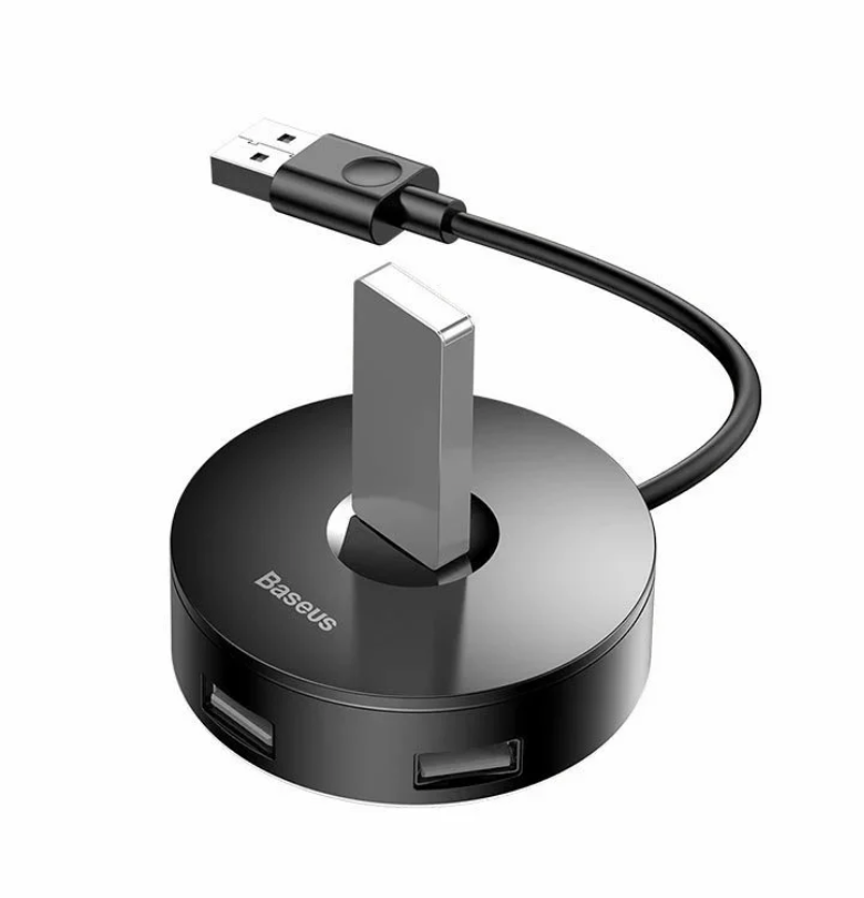 Переходник концентратор USB Хаб Baseus Round Box HUB Adapter 4USB Черный - фото 5