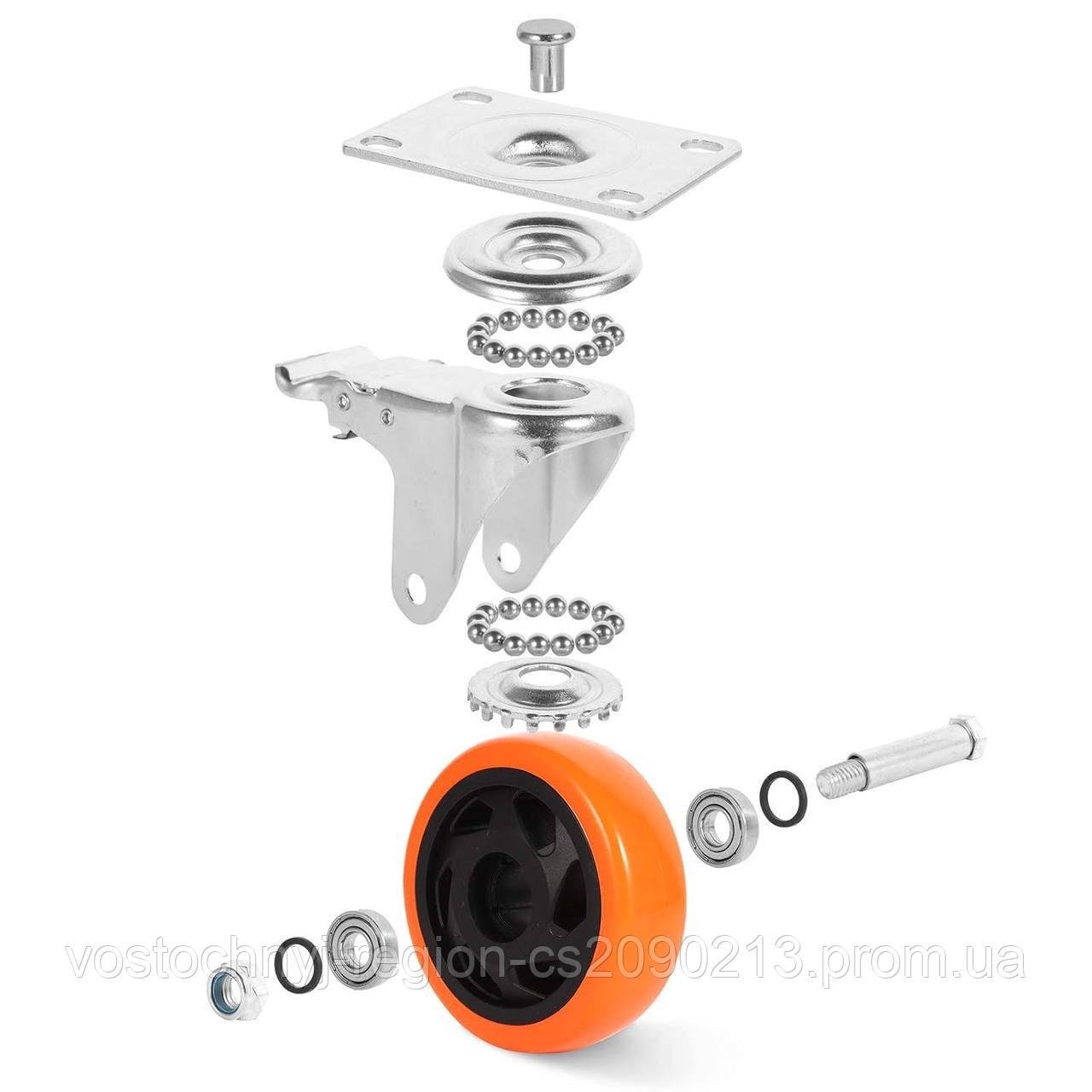 Колесо полиуретановое в поворотном кронштейне с тормозом d 125 мм (2338147190) - фото 6 Колесо полиуретановое в поворотном кронштейне с тормозом d 125 мм (2338147190) - фото 6