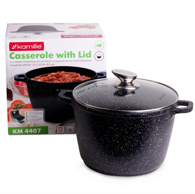 Кастрюля с крышкой Kamille (KM-4407) 6,2 л Кастрюля с крышкой Kamille (KM-4407) 6,2 л