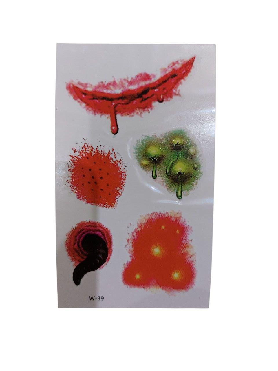 Стикеры тату Хэллоуин раны 10x6 см Разноцветный (900047)