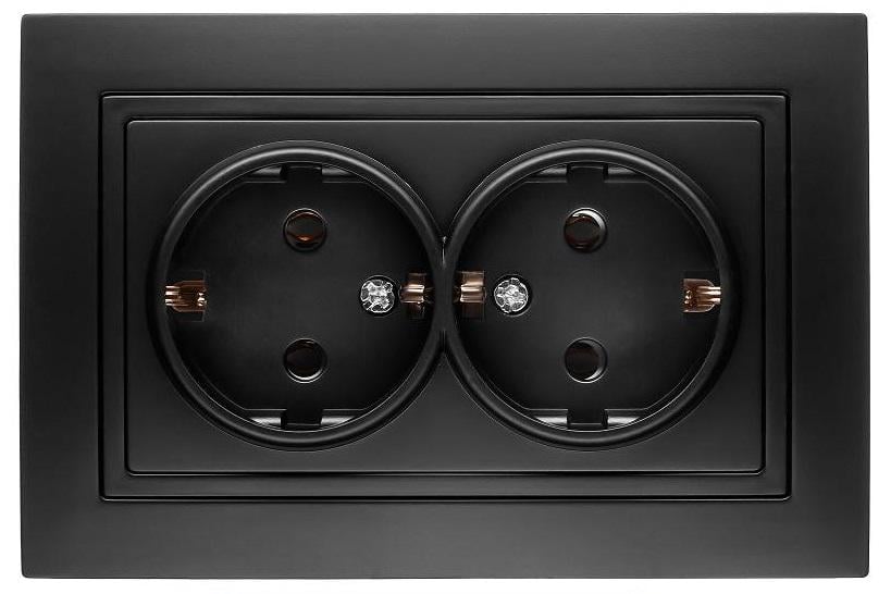Розетка двухместная с заземлением MARSHEL ELEGANT RS16-380 Black
