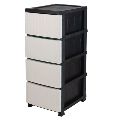 Комод 4 шухляди Ротанг 35х45х86 см Білий/Чорний (Р2) Комод 4 шухляди Ротанг 35х45х86 см Білий/Чорний (Р2)