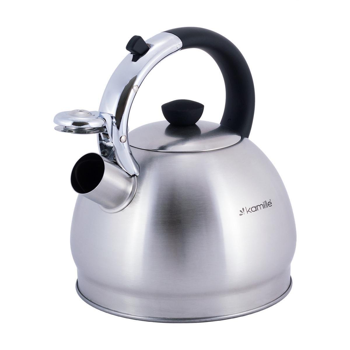Чайник со свистком Kamille KM-0694ВN из нержавеющей стали 2 л Стальной/Черный (150-84-0694ВN) - фото 3 Чайник со свистком Kamille KM-0694ВN из нержавеющей стали 2 л Стальной/Черный (150-84-0694ВN) - фото 3