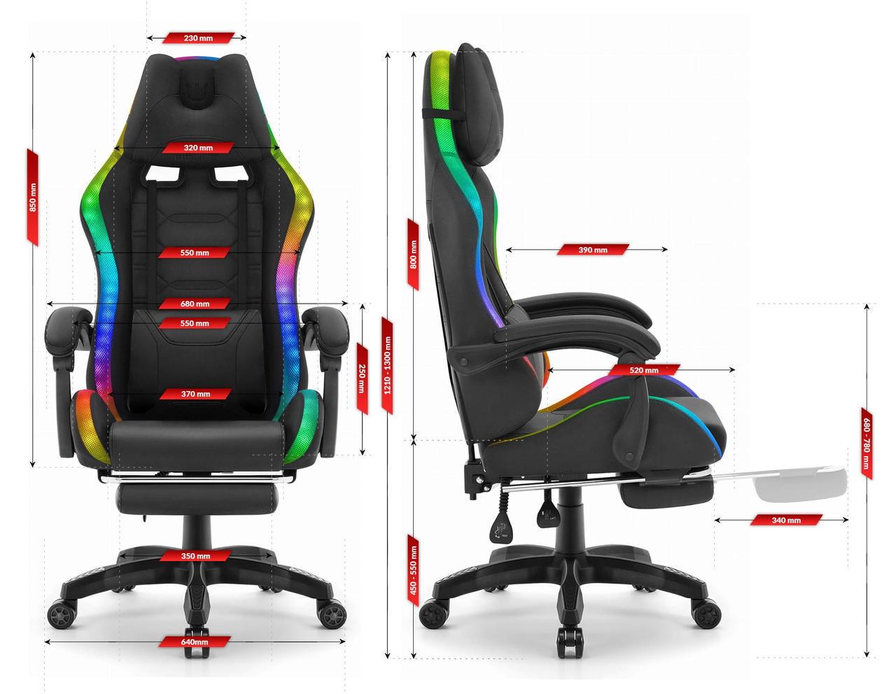 Комп'ютерне крісло Hell's HC-1039 тканина LED RGB Чорний (5907196010668) - фото 8 Комп'ютерне крісло Hell's HC-1039 тканина LED RGB Чорний (5907196010668) - фото 8