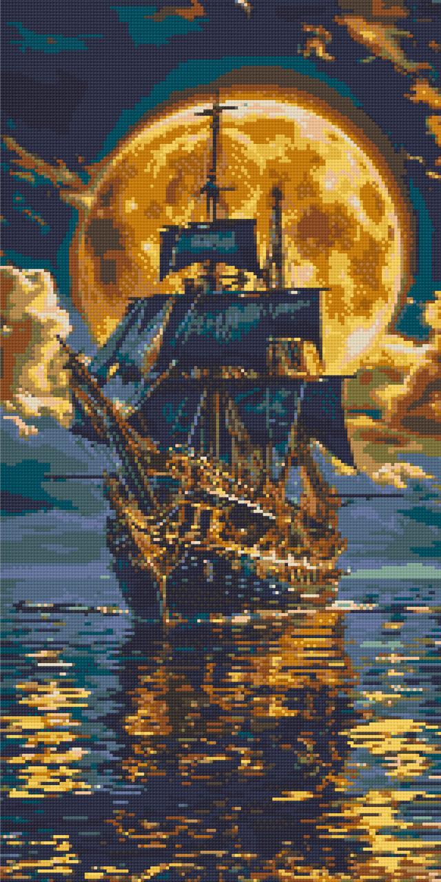 Алмазная мозаика/вышивка Оригами Корабль в море 40х80 см