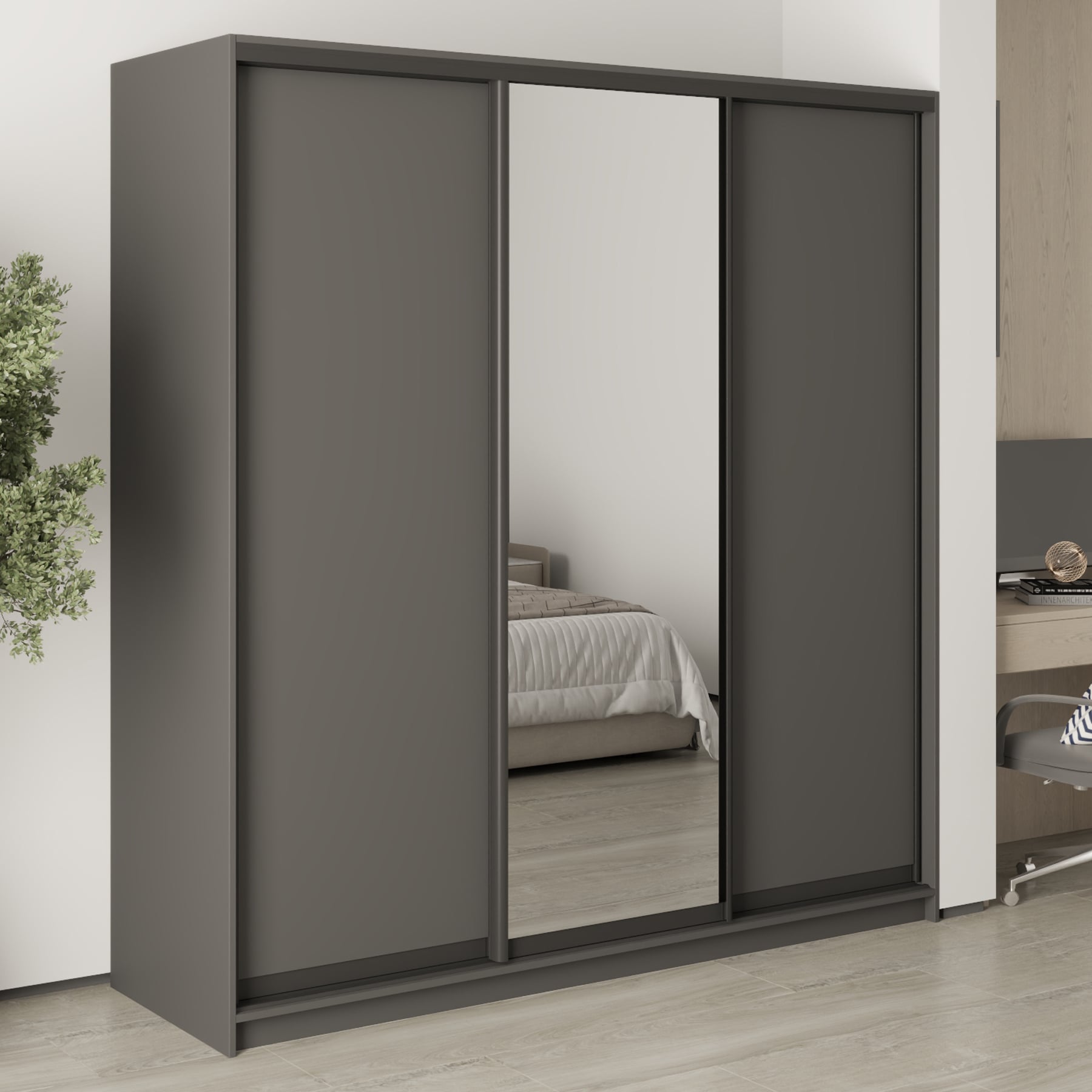Шкаф-купе трехдверный Mebel Star Комбо BG MBS-9080 200х60х210 см Антрацит (1009069) Шкаф-купе трехдверный Mebel Star Комбо BG MBS-9080 200х60х210 см Антрацит (1009069)