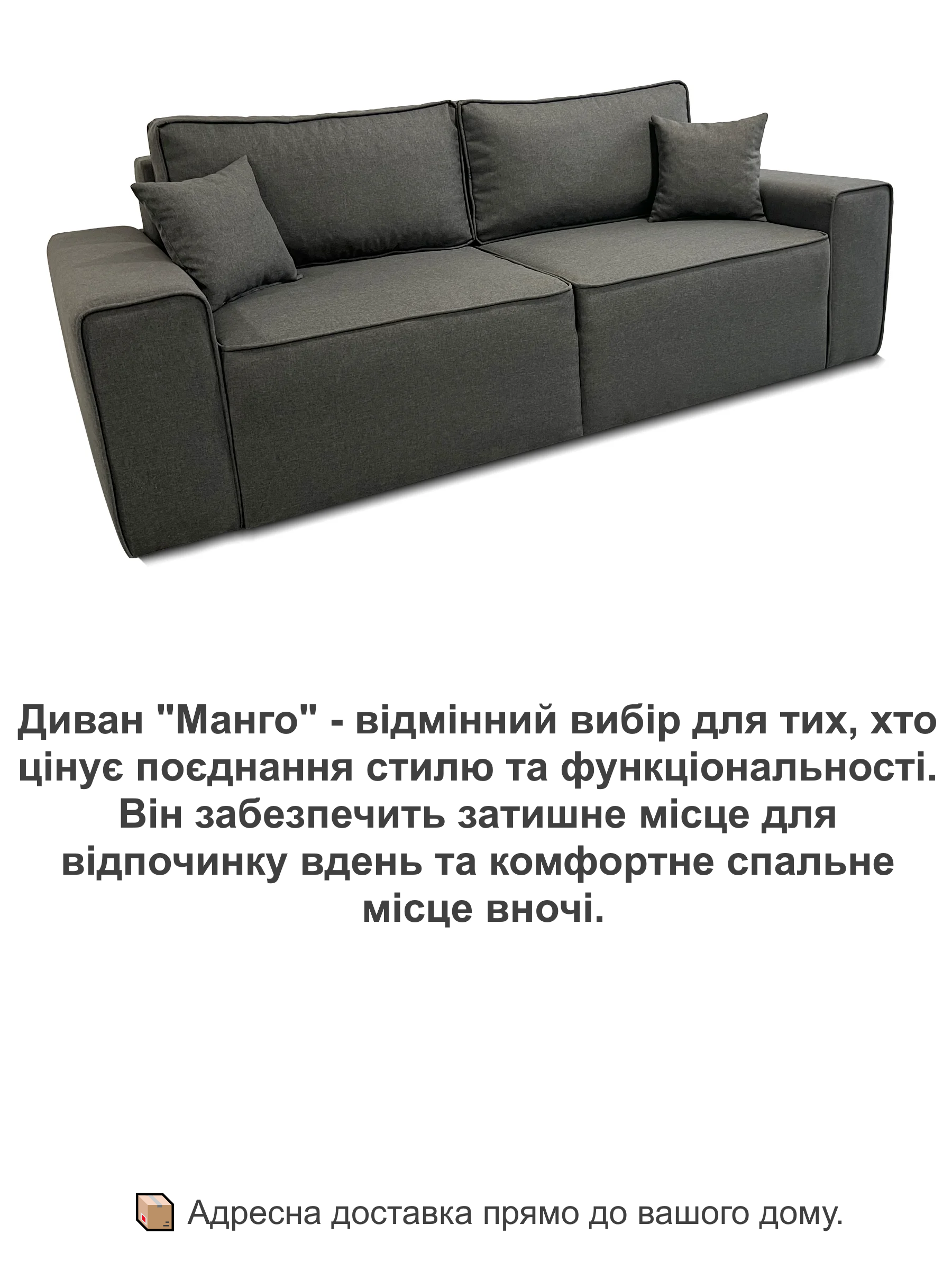 Диван Манго 255х110 см Темно-серый (28118912) - фото 4