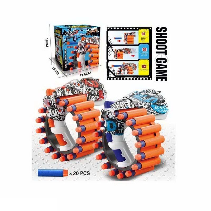 Пистолет AK 9298 60/2 механический принцип работы/стреляет мягкими патронами/20 патронов/в коробке - фото 4