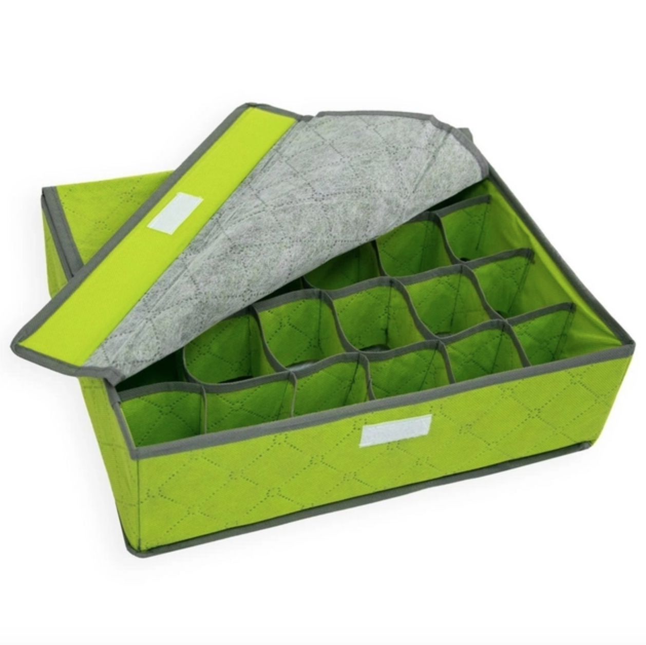 Органайзер для белья и носков на 24 ячейки бамбуковый с крышкой Зеленый Органайзер для белья и носков на 24 ячейки бамбуковый с крышкой Зеленый