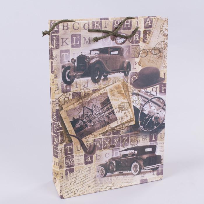 Подарочный пакет Ретро авто 25x38x8 (5432-13)
