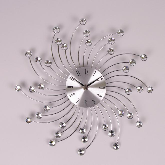 Часы металлические с стразами Flora D-32 см (38221)