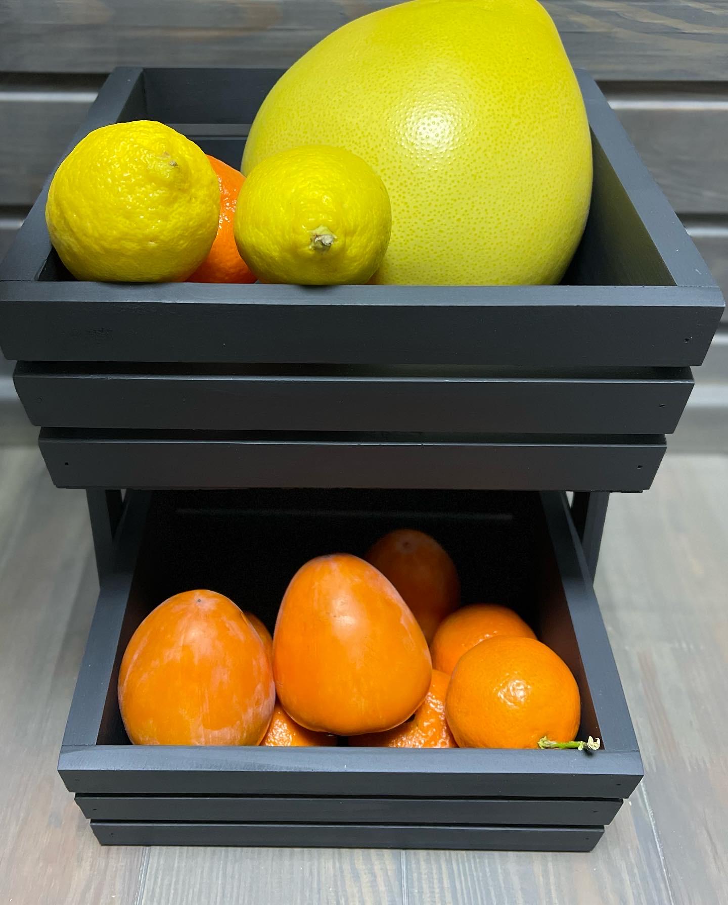 Ящик-фруктовниця дерев'яна 2 яруси Графіт (230) - фото 5 Ящик-фруктовниця дерев'яна 2 яруси Графіт (230) - фото 5