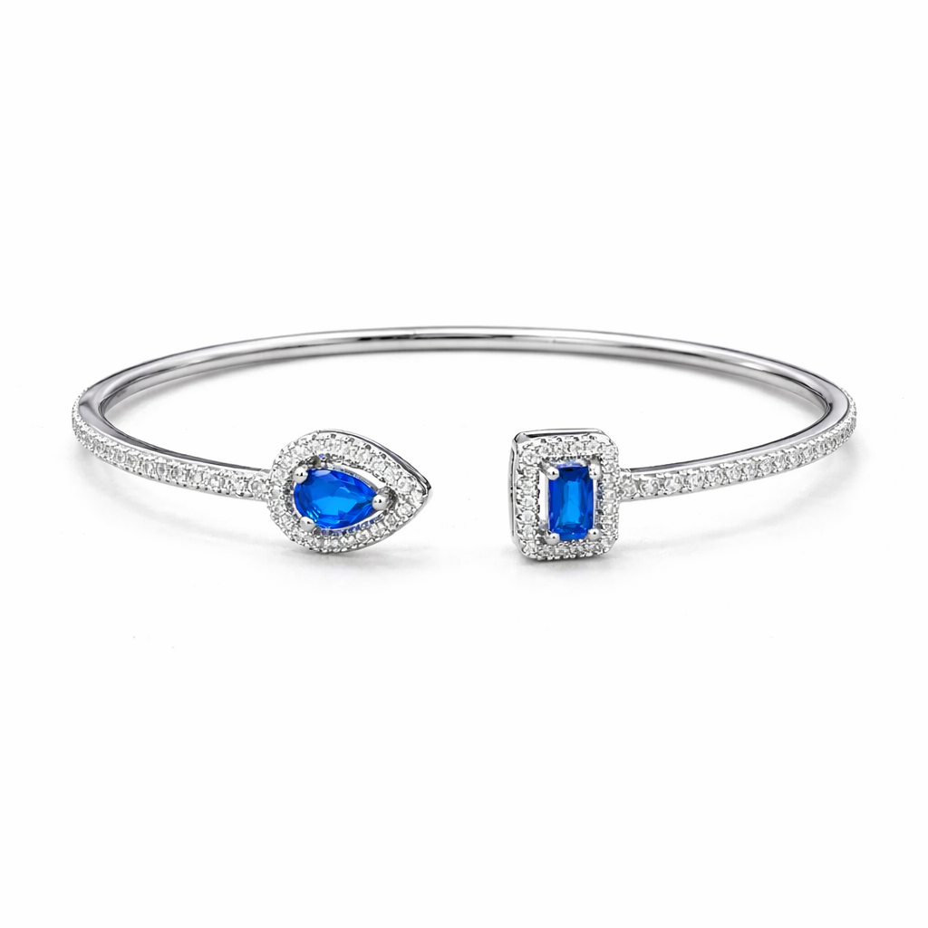 Браслет женский Квадрат/Капля Silver/Blue (34017583)