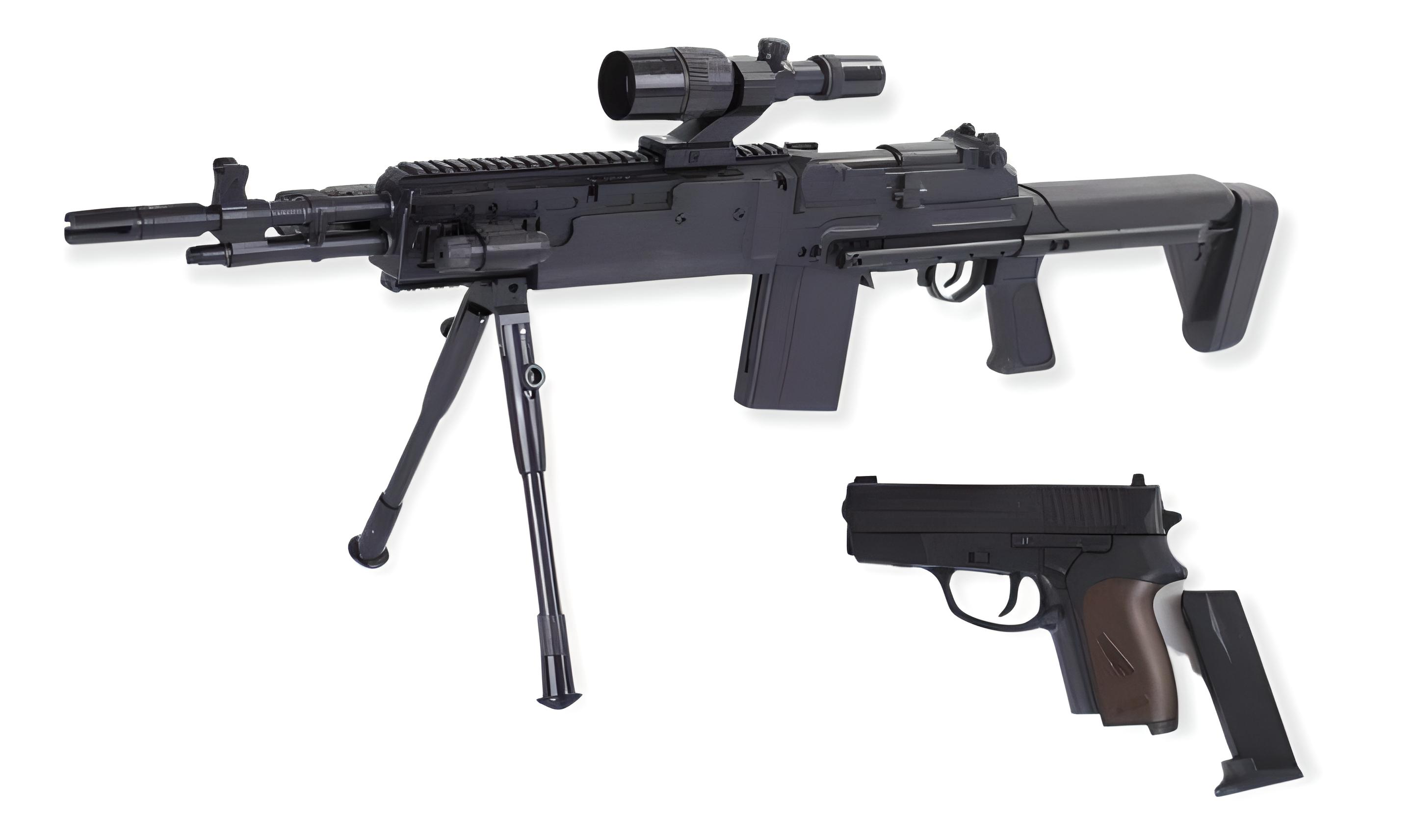 Детский автомат Cyma Р.1160 с пистолетом с лазерным прицелом и фонариком Черный